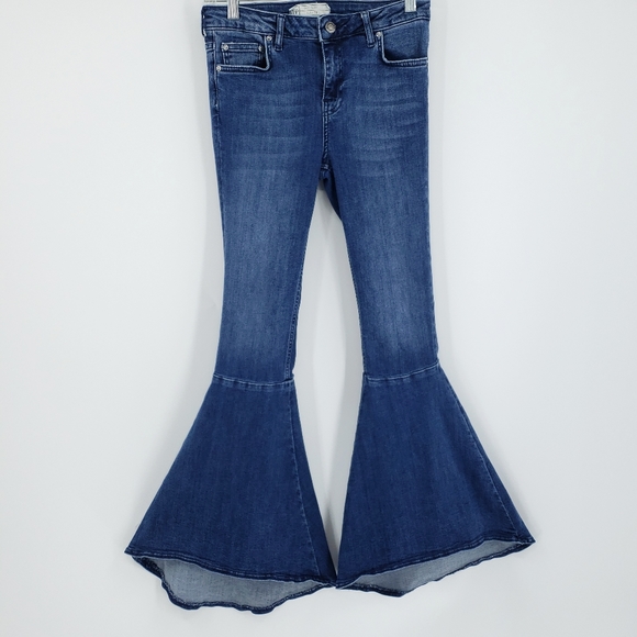 Free People Denim - Free People Ruffle Super Flare Jean 26 Bell Bottom